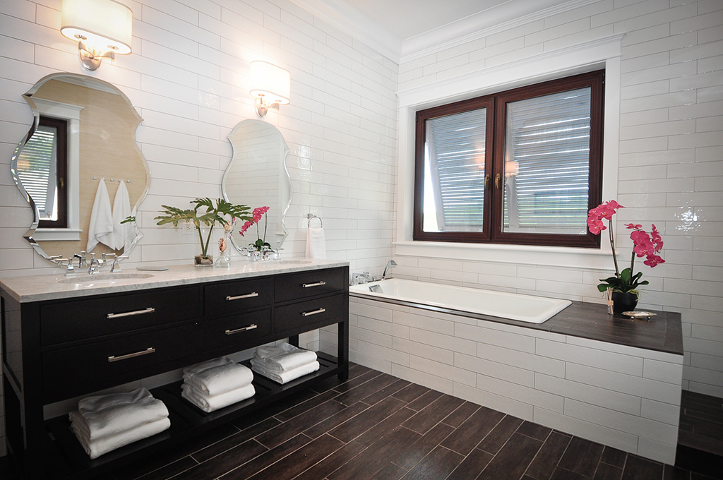 Nassau Tile The World At Your Feet Pritchard Design Group The Reserve Barrique Nero 6 X 24 Bathroom With Matching White Wall Tile